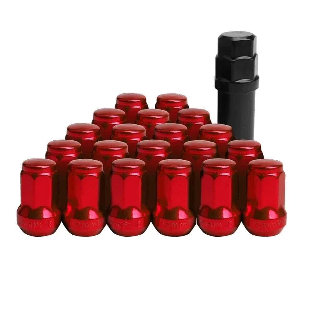 RAVTAKL Radnabenschraube Kompatibel Mit Infiniti Auto-Radschrauben Stahl-Radmuttern 32 Mm Feststell-Radmuttern M12 X 1,5 M12 X 1,25 20 Stück + 1 Schlüssel(Red,M12x1.25) von RAVTAKL