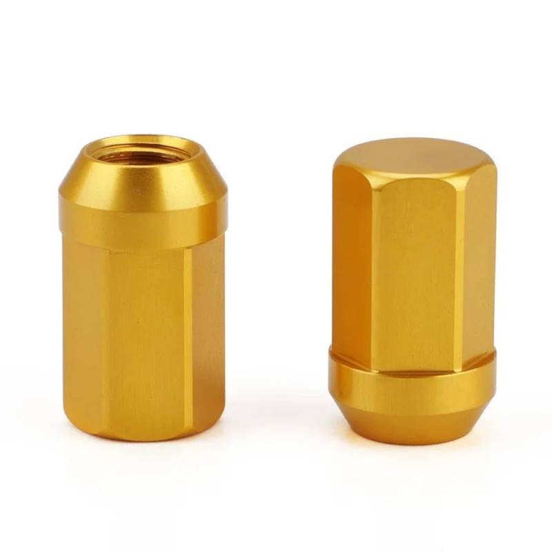 RAVTAKL Radnabenschraube Kompatibel Mit Infiniti Für QX50 QX60 QX70 Radmuttern HEX Aluminium Kegel Konisch 17 Mm 32 Mm M12 X 1,25 M12 X 1,5 Radmuttern Zubehör 20 Stück 7075T6(Gold,M12x1.25) von RAVTAKL