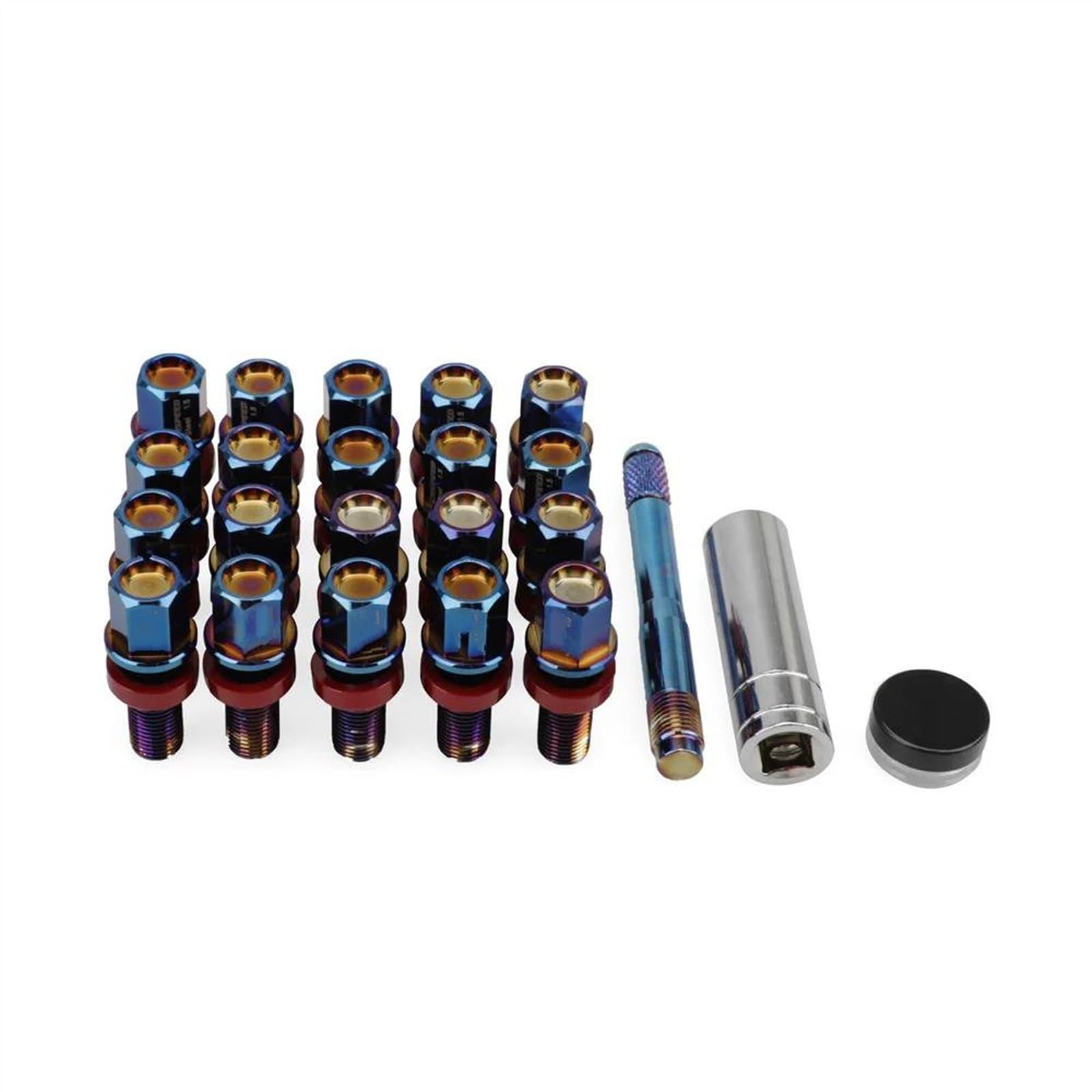 RAVTAKL Radnabenschraube Kompatibel Mit M14x 1,5 Stahlkugelsitz Radschrauben Radschrauben Radmuttern 38 Mm Gewindeschrauben Radmuttern 20 Stück(Burning Blue) von RAVTAKL