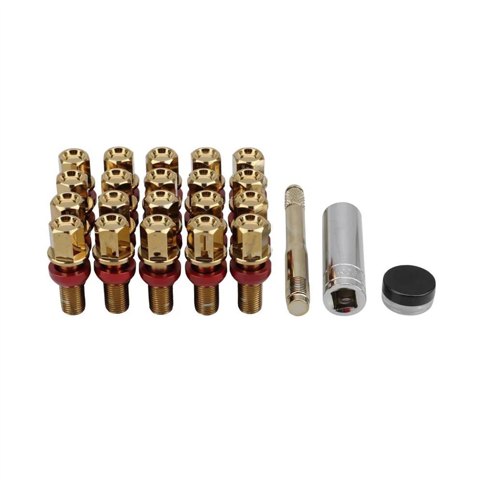 RAVTAKL Radnabenschraube Kompatibel Mit M14x 1,5 Stahlkugelsitz Radschrauben Radschrauben Radmuttern 38 Mm Gewindeschrauben Radmuttern 20 Stück(Gold) von RAVTAKL