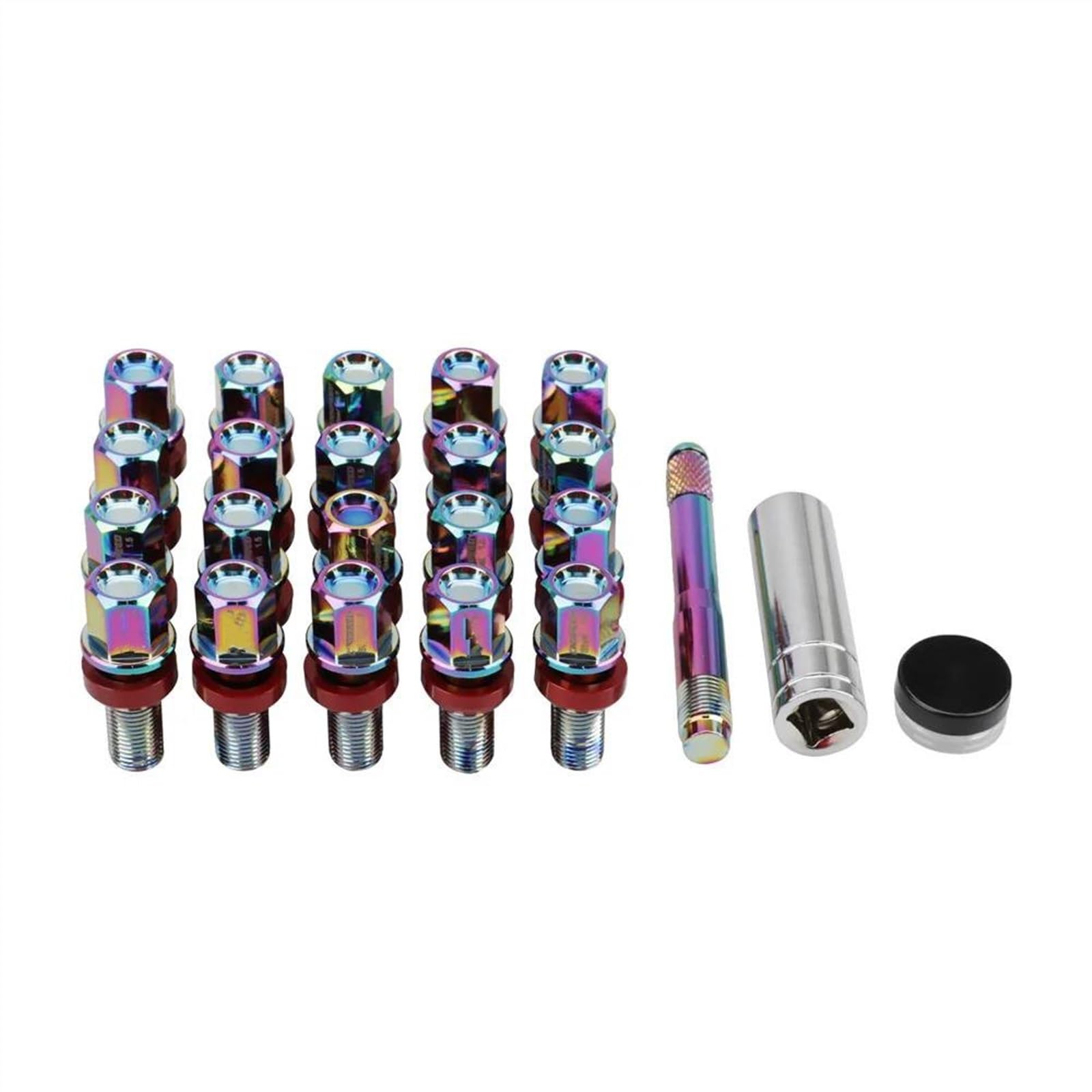 RAVTAKL Radnabenschraube Kompatibel Mit M14x 1,5 Stahlkugelsitz Radschrauben Radschrauben Radmuttern 38 Mm Gewindeschrauben Radmuttern 20 Stück(Neo chome) von RAVTAKL