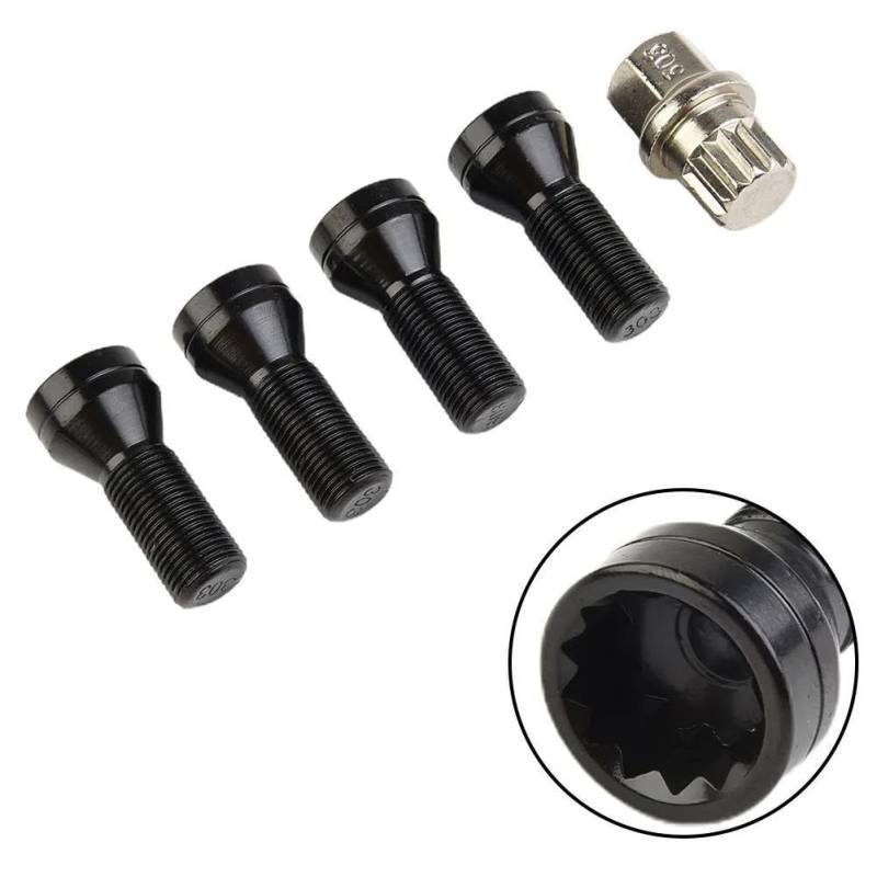 RAVTAKL Radnabenschraube Kompatibel Mit Mini Für Cooper Für R60 F60 R54 R55 R56 M14x1,25 Schraube Stahlfelgen Verriegelungsbolzen M14x 1,25 M12x1,5 Eichel-Radmutter 4 Stück(M12x1.5) von RAVTAKL