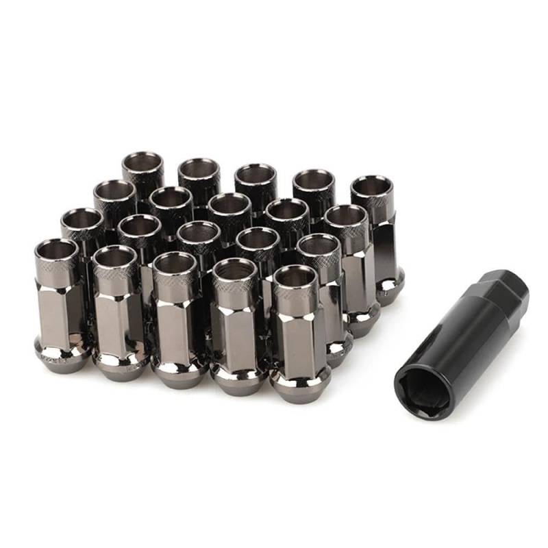 RAVTAKL Radnabenschraube Kompatibel Mit Mitsubishi Für Outlander Für Triton Für Attrage 1993-2020 Stahl 50 Mm M12 X 1,5 Autoradschrauben Radmuttern Schrauben Mit Schlüssel 20 Stück(Gun Black) von RAVTAKL