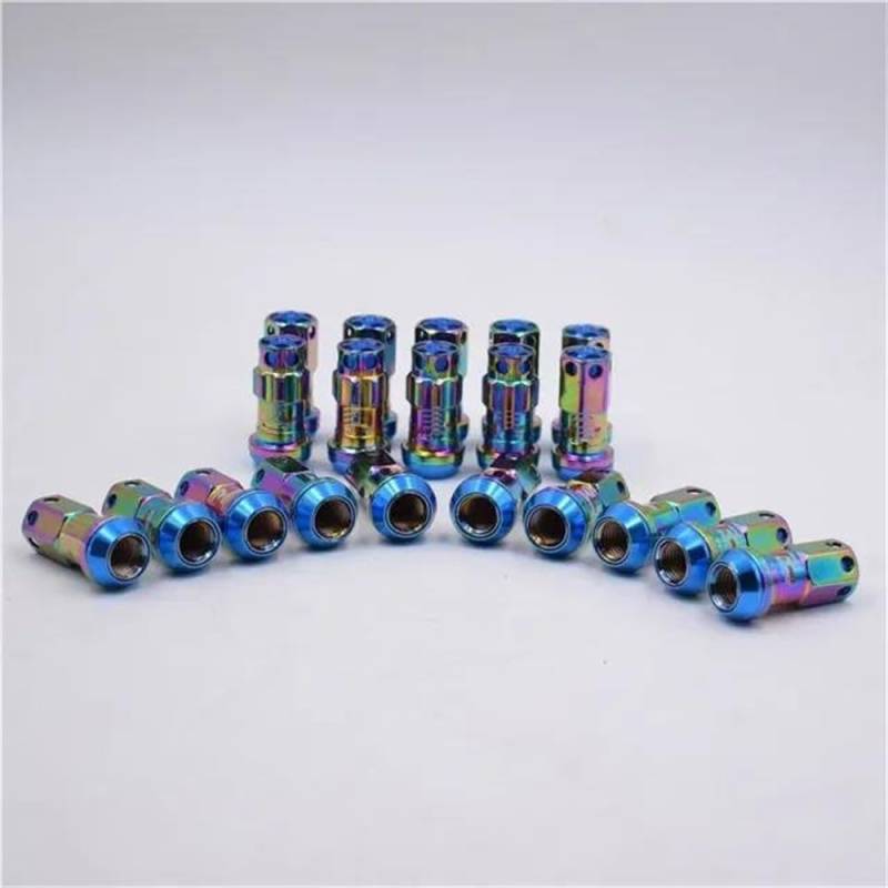 RAVTAKL Radnabenschraube Kompatibel Mit Mitsubishi Radschrauben Radmuttern Felgen Radmuttern 44mm M12x1,5 M12x1,25 Autozubehör 20 Stück(NEO Blue,M12x1.5) von RAVTAKL