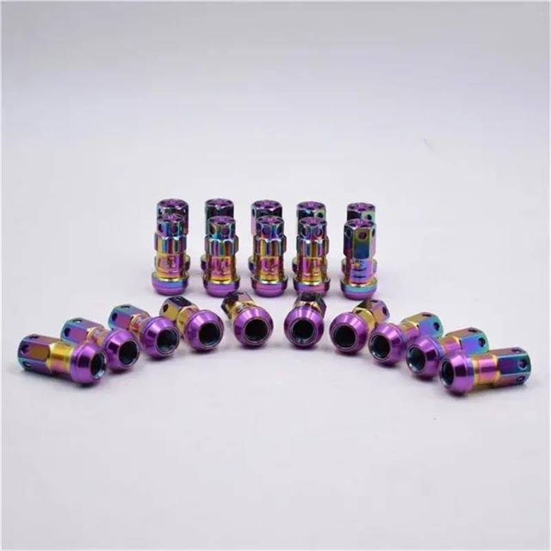 RAVTAKL Radnabenschraube Kompatibel Mit Mitsubishi Radschrauben Radmuttern Felgen Radmuttern 44mm M12x1,5 M12x1,25 Autozubehör 20 Stück(NEO Purple,M12x1.25) von RAVTAKL