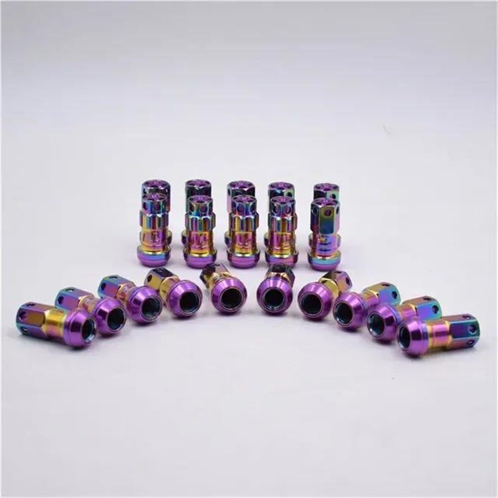 RAVTAKL Radnabenschraube Kompatibel Mit Mitsubishi Radschrauben Radmuttern Felgen Radmuttern 44mm M12x1,5 M12x1,25 Autozubehör 20 Stück(NEO Purple,M12x1.5) von RAVTAKL