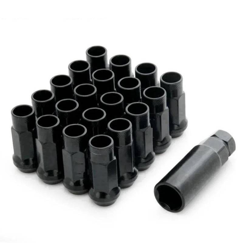 RAVTAKL Radnabenschraube Kompatibel Mit Mitsubishi Unterlegscheibe Radsicherungsmuttern Auto-Stahlradmuttern Radschrauben M12x1,5 M12x1,25, 20 Stück(Black,M12x1.25) von RAVTAKL
