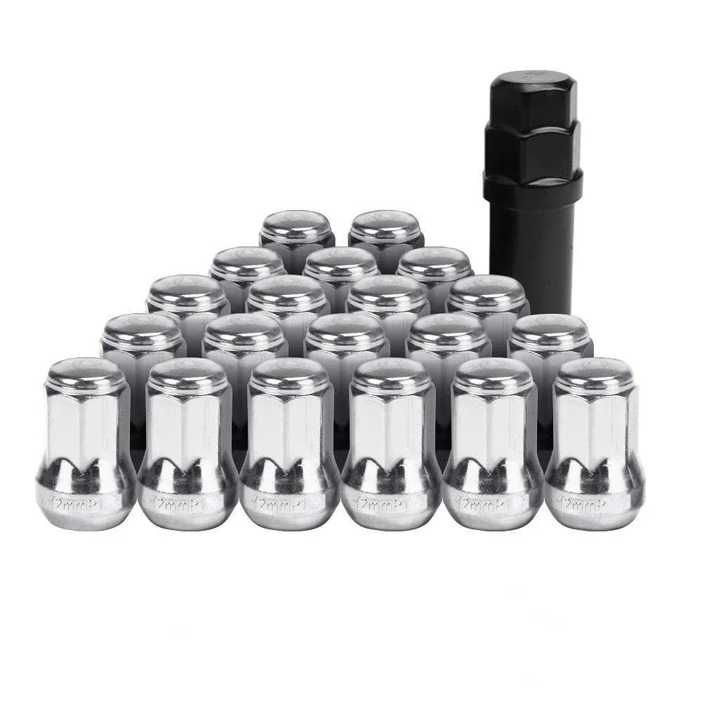 RAVTAKL Radnabenschraube Kompatibel Mit Nissan Stahl-Radmuttern, Schraube M12 X 1,5 M12 X 1,25, 32 Mm, Radmutter, Radmuttern, 20 Stück(Silver,M12x1.25) von RAVTAKL