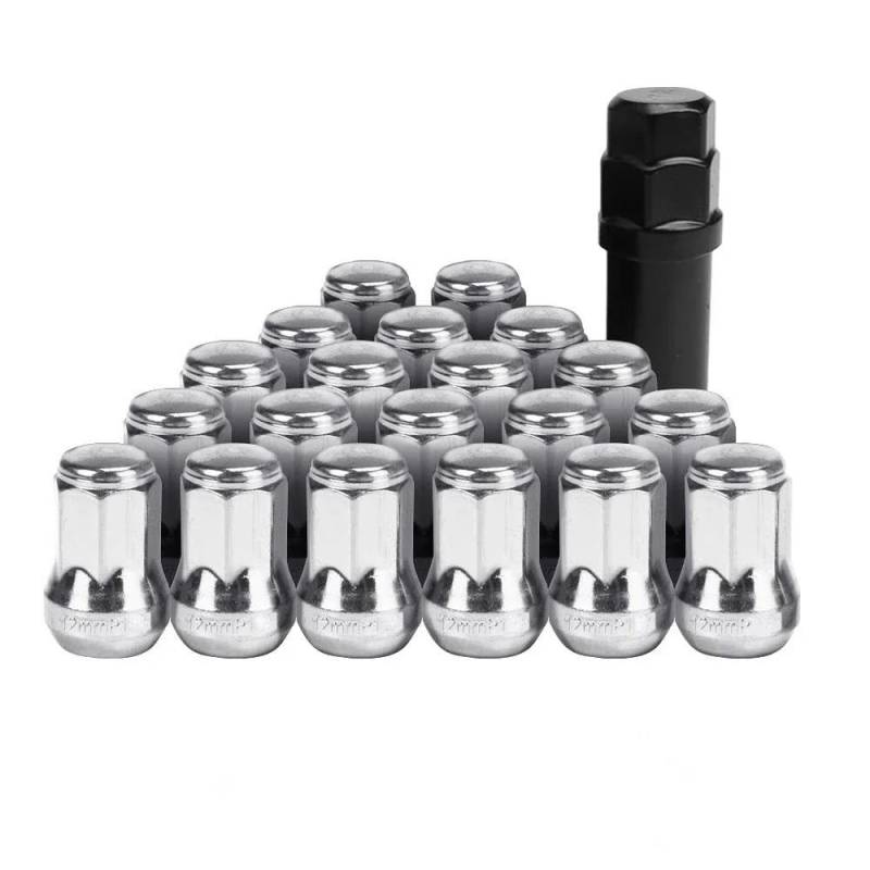 RAVTAKL Radnabenschraube Kompatibel Mit Nissan Stahl-Radmuttern, Schraube M12 X 1,5 M12 X 1,25, 32 Mm, Radmutter, Radmuttern, 20 Stück(Silver,M12x1.25) von RAVTAKL