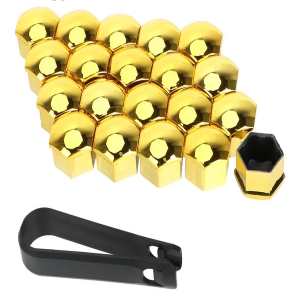 RAVTAKL Radnabenschraube Kompatibel Mit Opel 2015 2016 2017 2018 2019 Autoreifen-Radnabenabdeckungen 17 Mm 19 Mm Radschrauben Radmuttern 20 Stück(Gold,17mm) von RAVTAKL