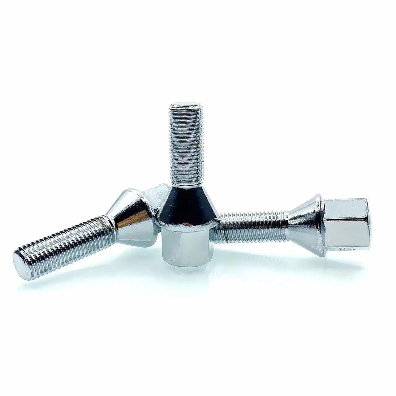 RAVTAKL Radnabenschraube Kompatibel Mit Peugeot Radmuttern Radnabe Radmutternschraube Konische Oberfläche Flache Unterlegscheibe Radsicherungsschrauben 20 Stück, M12 X 1,5(White,M12x1.5-55mm) von RAVTAKL