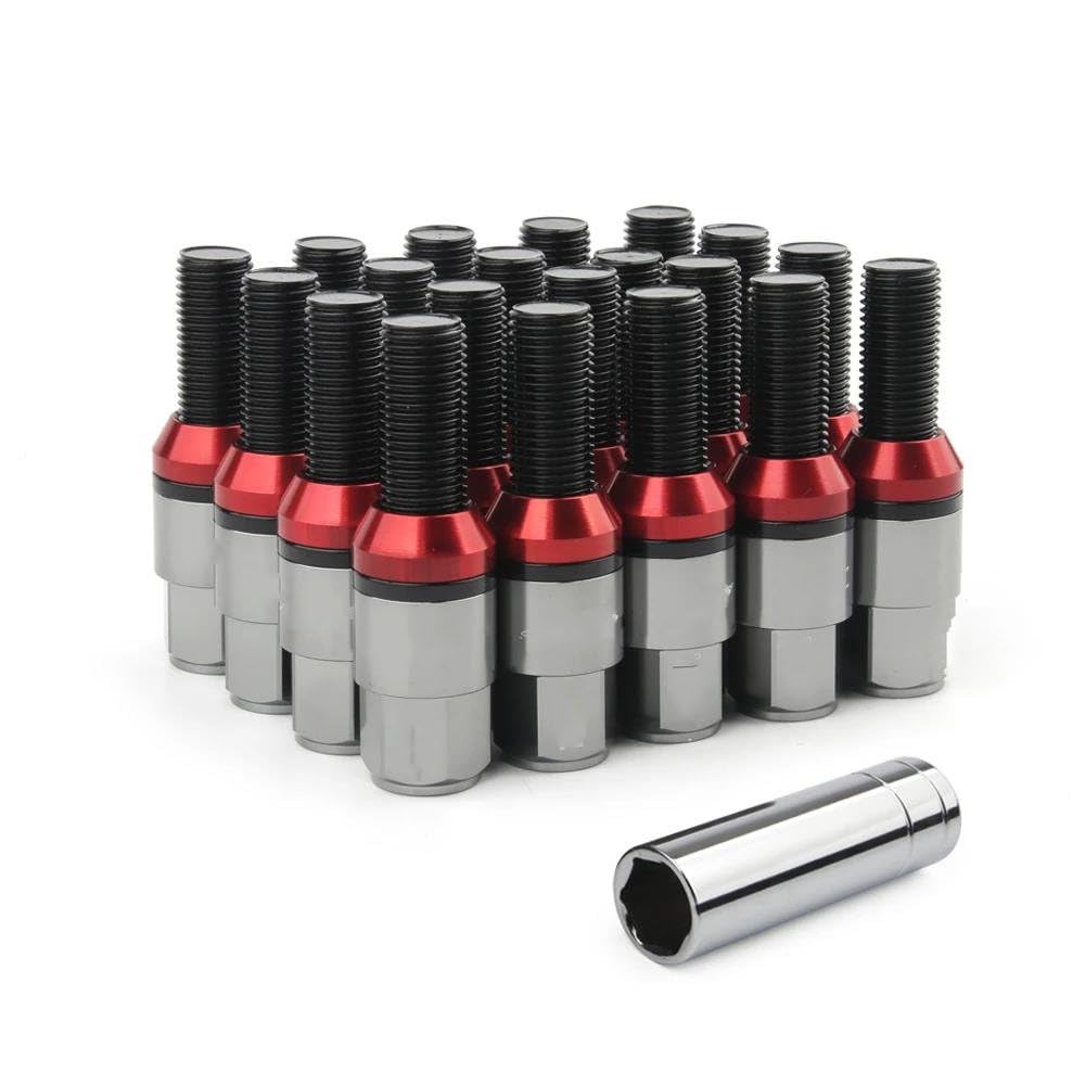 RAVTAKL Radnabenschraube Kompatibel Mit Stahl-Aluminium-Legierung Kegel Radschrauben Radmuttern M12x1,25 M12x1,5 M14x1,25 M14x1,5 20Psc(Silver,M12x1.5) von RAVTAKL