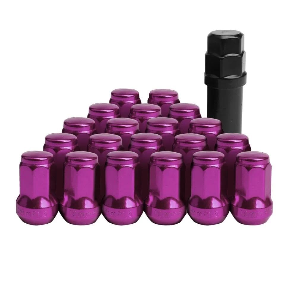 RAVTAKL Radnabenschraube Kompatibel Mit Subaru Stahl Auto Radmuttern Schraube M12x1,5 M12x1,25 32mm Radmutter Radmuttern 20 Stück(Purple,M12x1.5) von RAVTAKL