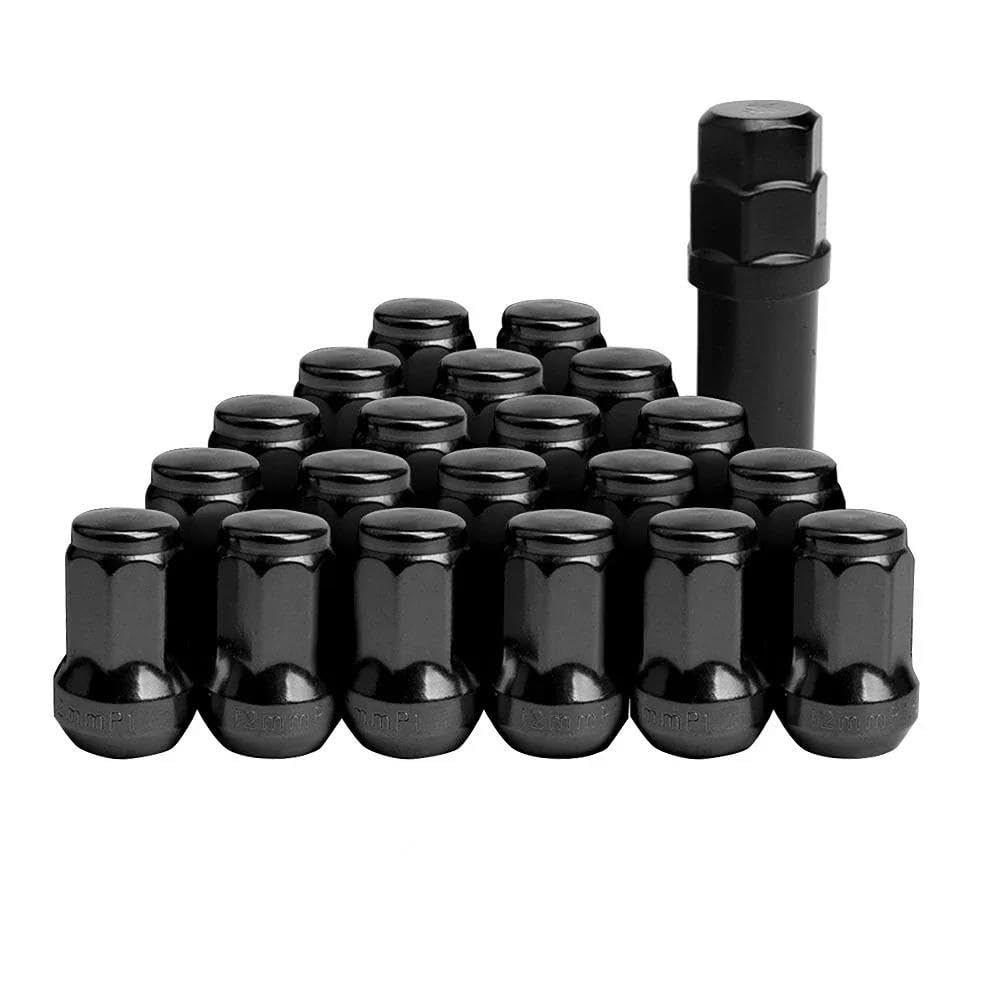 RAVTAKL Radnabenschraube Kompatibel Mit Subaru Stahl Auto Radmuttern Schraube Radmutter Radmuttern M12x1,5 M12x1,25 20 Stücke 32mm(Black,M12x1.25) von RAVTAKL