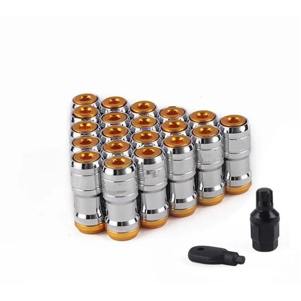 RAVTAKL Radnabenschraube Kompatibel Mit Suzuki Formula Radschrauben, Alufelgenmuttern, Stahlfelgen, Sicherungsmuttern, Eichelfelgen, M12 X 1,25, 20 Stück(Gold) von RAVTAKL
