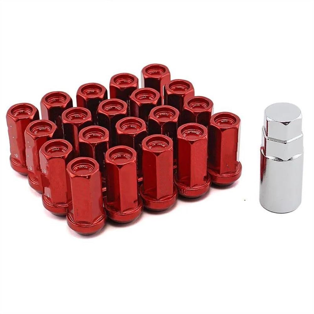 RAVTAKL Radnabenschraube Kompatibel Mit Toyota Radmuttern M12x1,5 Auto-Tuning-Lock-Radmuttern 42mm Radschrauben Radmuttern 20St(Red) von RAVTAKL