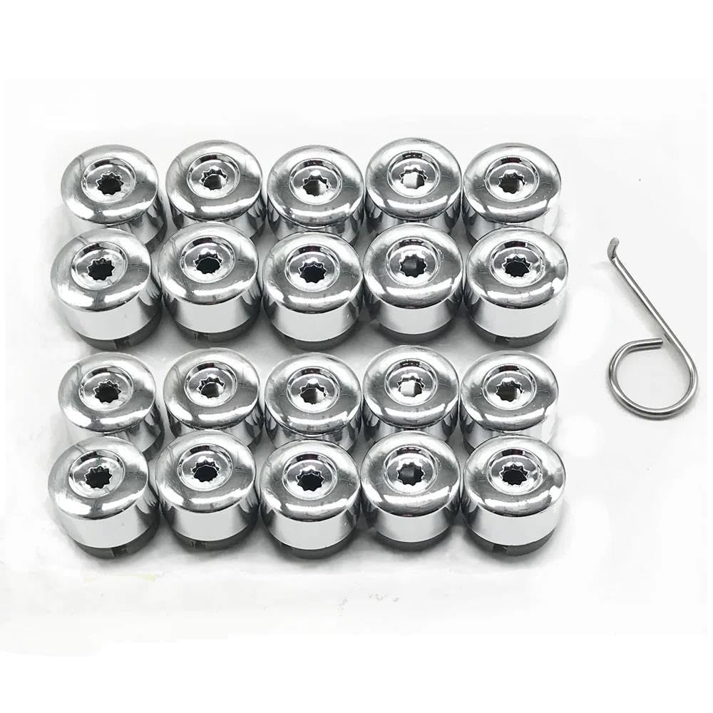 RAVTAKL Radnabenschraube Kompatibel Mit VW Für Touareg 2004-2016 Chrom-Auto-Radmuttern-Radschrauben-Abdeckstopfen 7L6601173A2ZZ, 20 Stück(Silver) von RAVTAKL