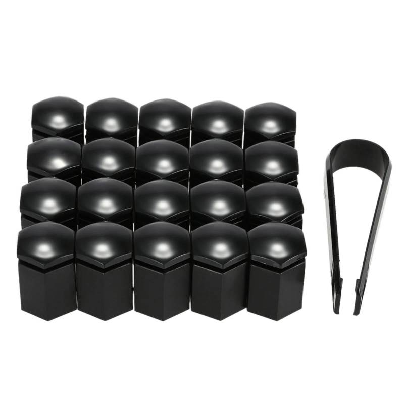 RAVTAKL Radnabenschraube Kompatibel Mit Vauxhall Radmutternabdeckungen Kunststoffkappen 17mm Radmutternkappen Für Autos Radschrauben, 20 Stück(Black) von RAVTAKL