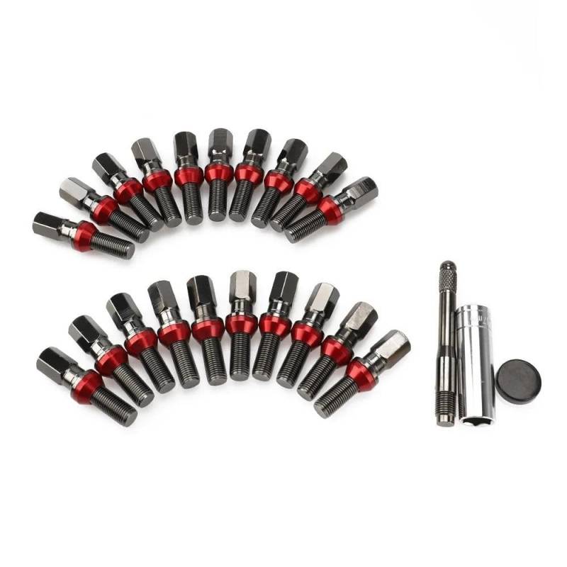 RAVTAKL Radnabenschraube Konischen Sitzen Auto Radschrauben Bolzen Radmuttern M14x1,5 M14x1,25 M12x1,5 M12x1,25 20 STK(Gun Black) von RAVTAKL