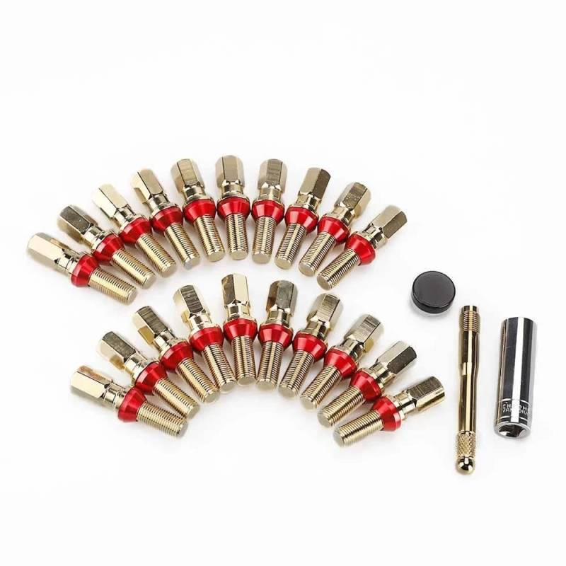 RAVTAKL Radnabenschraube Konischen Sitzen Auto Radschrauben Bolzen Radmuttern M14x1,5 M14x1,25 M12x1,5 M12x1,25 20 STK(Plating Gold) von RAVTAKL