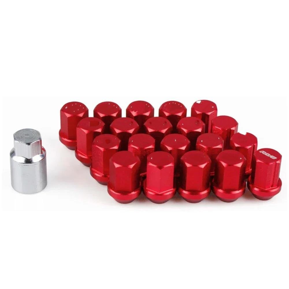RAVTAKL Radnabenschraube Radmuttern Aluminium Radmuttern Schraube M12x1,5 M12x 1,25 35MM Nabenmutter Nabenmutter Schraube Autozubehör(Red,M12x1.25) von RAVTAKL