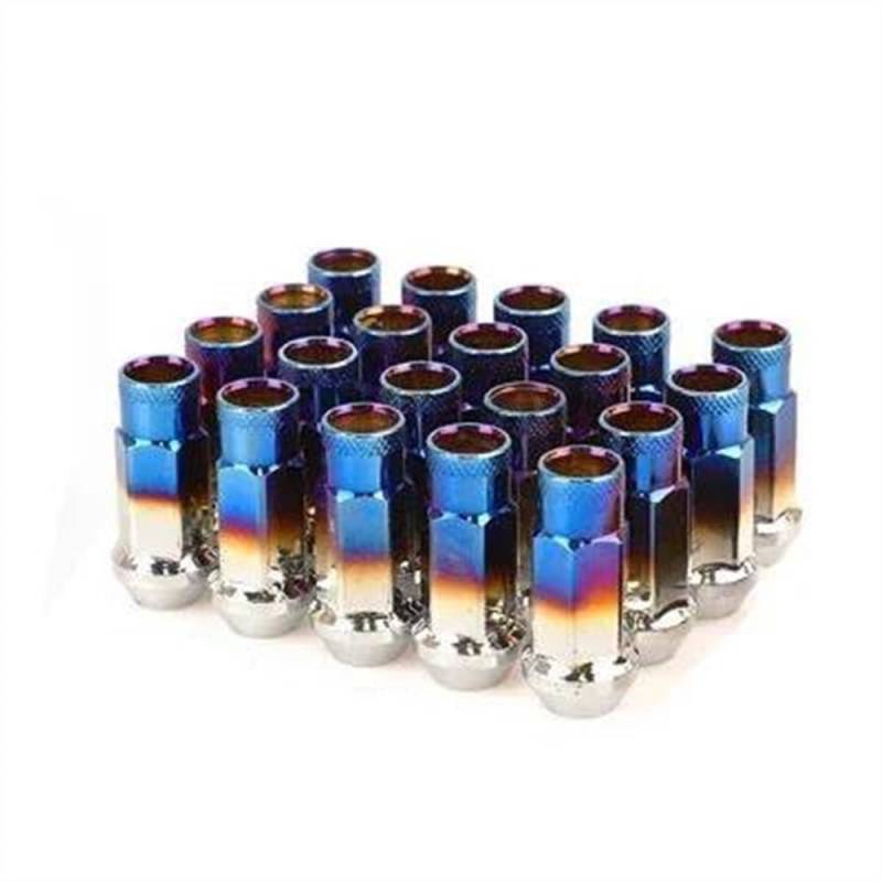 RAVTAKL Radnabenschraube Universal-Radmuttern Aus Stahl, Auto-Stahlfelgenmuttern Mit Verlängerter Radmuttern M12 X 1,5/1,25, Autozubehör, 20 Stück(Baking Blue,M12x1.5) von RAVTAKL