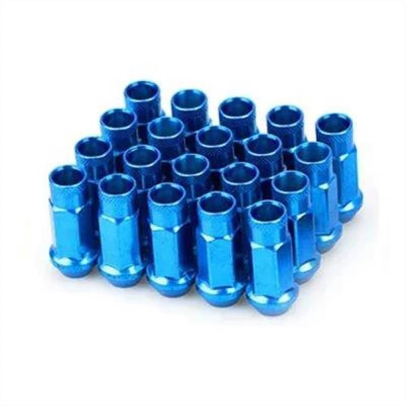 RAVTAKL Radnabenschraube Universal-Radmuttern Aus Stahl, Auto-Stahlfelgenmuttern Mit Verlängerter Radmuttern M12 X 1,5/1,25, Autozubehör, 20 Stück(Blue,M12x1.25) von RAVTAKL