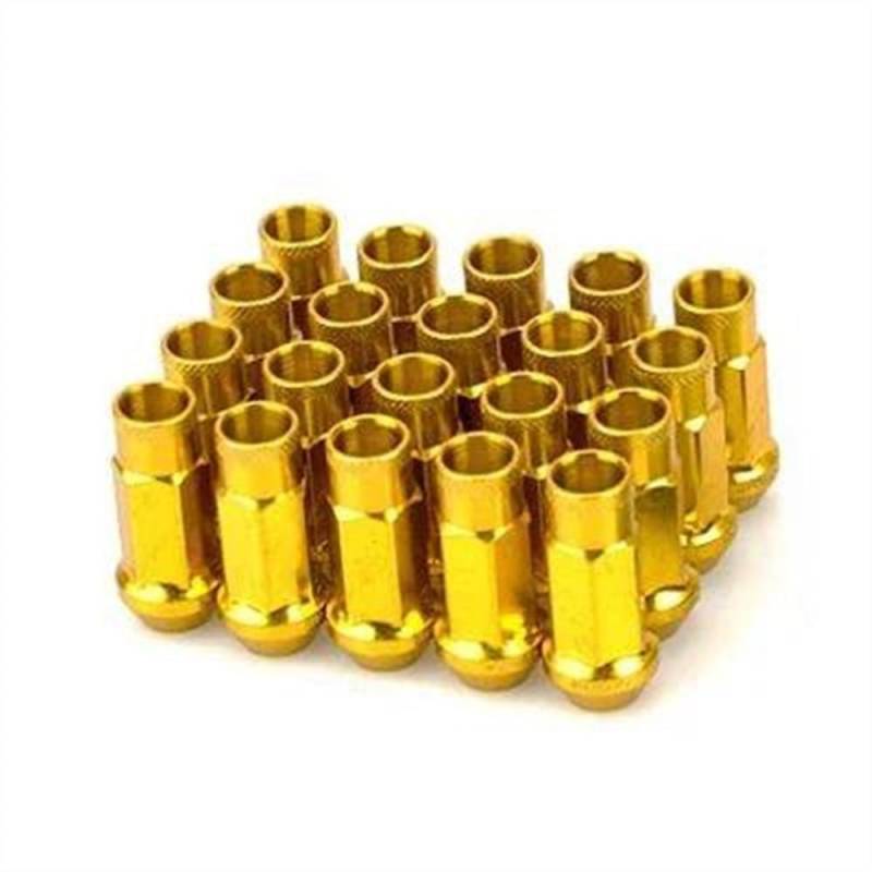 RAVTAKL Radnabenschraube Universal-Radmuttern Aus Stahl, Auto-Stahlfelgenmuttern Mit Verlängerter Radmuttern M12 X 1,5/1,25, Autozubehör, 20 Stück(Gold,M12x1.25) von RAVTAKL