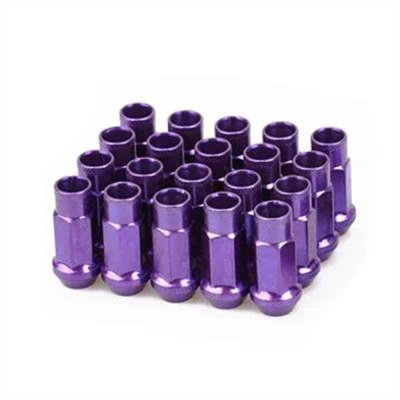 RAVTAKL Radnabenschraube Universal-Radmuttern Aus Stahl, Auto-Stahlfelgenmuttern Mit Verlängerter Radmuttern M12 X 1,5/1,25, Autozubehör, 20 Stück(Purple,M12x1.5) von RAVTAKL
