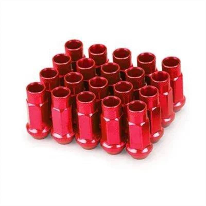 RAVTAKL Radnabenschraube Universal-Radmuttern Aus Stahl, Auto-Stahlfelgenmuttern Mit Verlängerter Radmuttern M12 X 1,5/1,25, Autozubehör, 20 Stück(Red,M12x1.25) von RAVTAKL