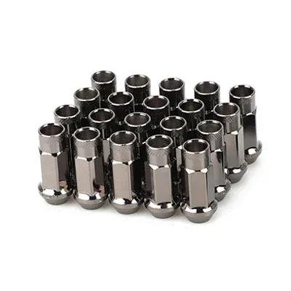 RAVTAKL Radnabenschraube Universal-Radmuttern Aus Stahl, Auto-Stahlfelgenmuttern Mit Verlängerter Radmuttern M12 X 1,5/1,25, Autozubehör, 20 Stück(Titanium Color,M12x1.25) von RAVTAKL