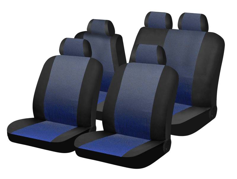 RBR Universal Autositzbezüge für Vorder- und Hintere | Sitzbezug für komplette Autos | Universal Innenraum Zubehör Schwarz/Blau von RBR