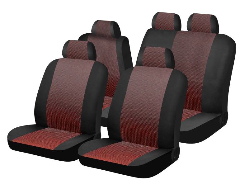 RBR Universal Autositzbezüge für Vorder- und Hintere | Sitzbezug für komplette Autos | Universal Innenraum Zubehör Schwarz/Rot von RBR