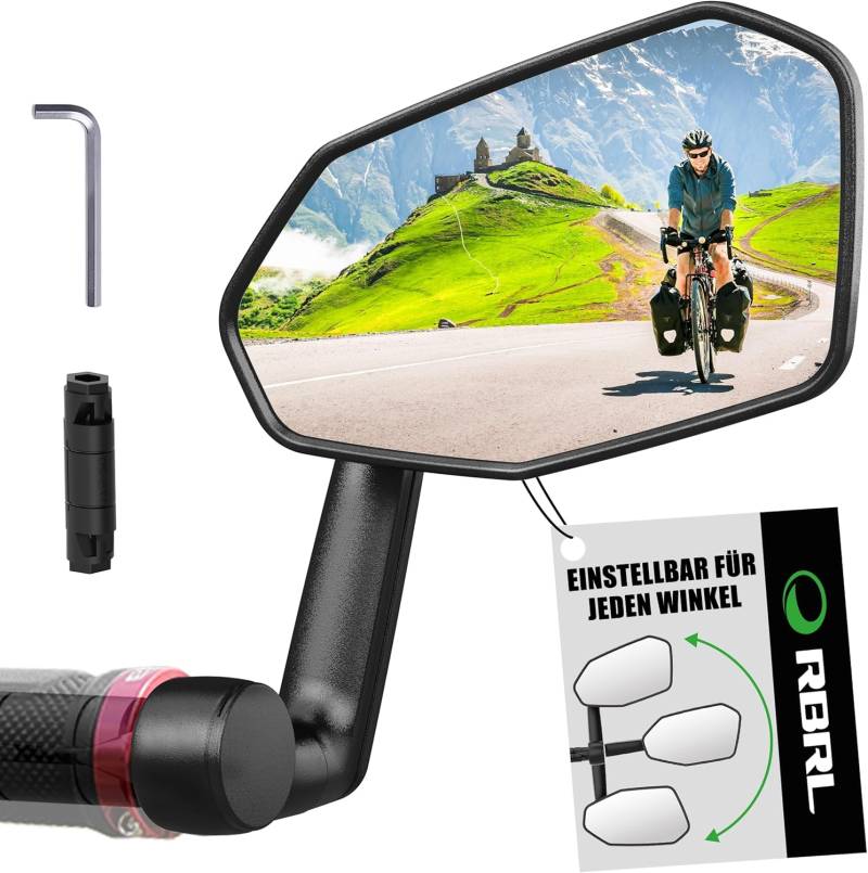 RBRL Fahrradspiegel, Nicht Leicht Zu Blockierender übergroßer Rückspiegel Fahrräder, Bruchfest & Langlebig Fahrrad Spiegel, 360° Verstellbarer Fahrräder Spiegel für E-Bike (Rechts) von RBRL