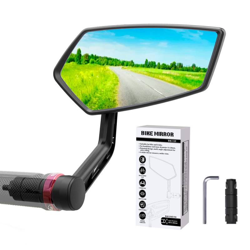 RBRL Extra Große Bar End Fahrradspiegel - Schlagfeste Spiegelfläche Rückspiegel für E-Bike Universal Fahrradrückspiegel (Rechts) von RBRL