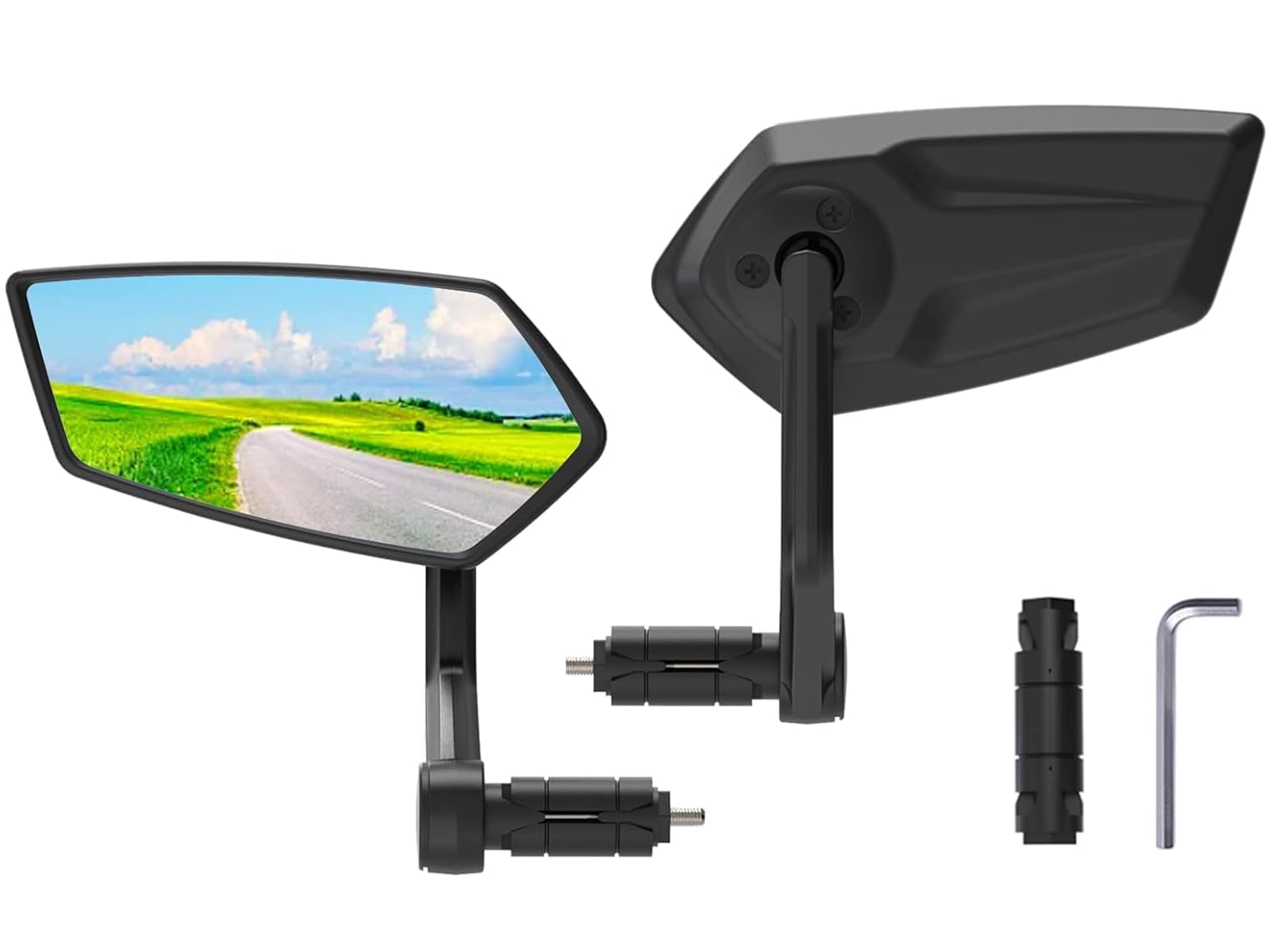 RBRL Extra Große Bar End Fahrradspiegel - Schlagfeste Spiegelfläche Rückspiegel für E-Bike Universal Fahrradrückspiegel (1 Paar) von RBRL