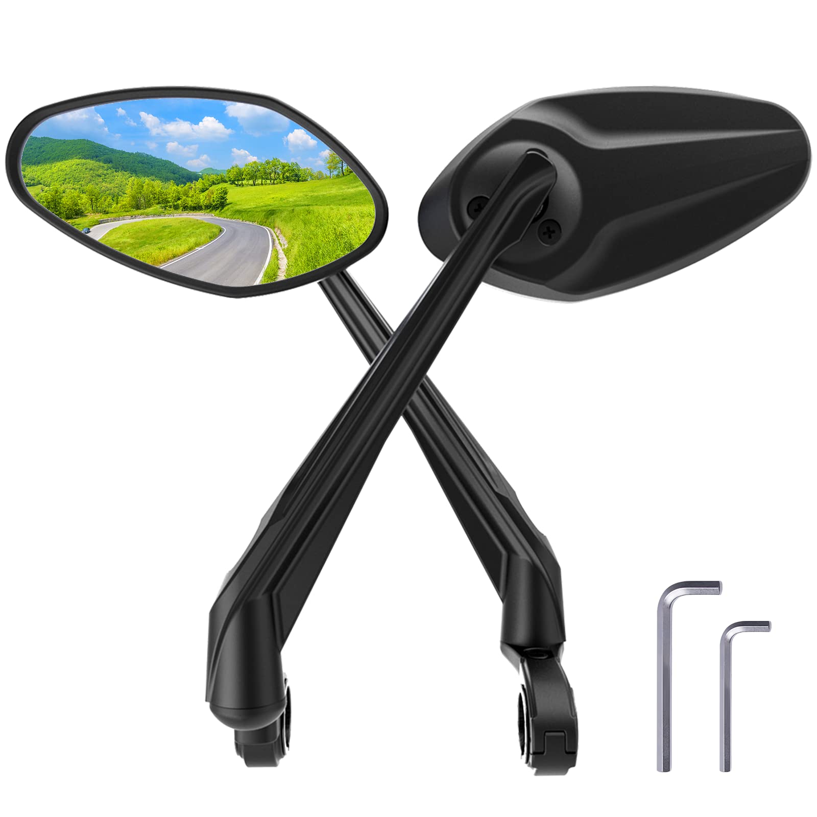 RBRL Fahrradspiegel Extra Große Spiegelfläche, 360° verstellbarer Rückspiegel, schlagfestes Echtglas Fahrrad Rückspiegel, Universal Fahrrad Spiegel für e-bike Links Fahrradrückspiegel (links + rechts) von RBRL