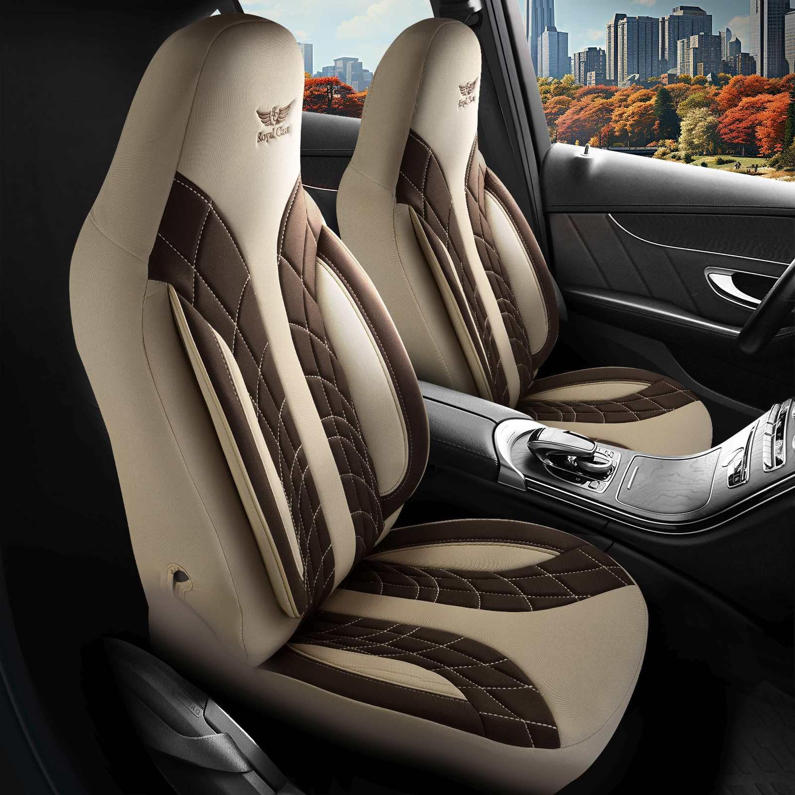 RC Royal Class Auto Sitzbezüge für Pilot Vordersitze Fahrer und Beifahrer kompatibel für Toyota Auris in Beige Braun 1100P103 das Sitzbezugsset Auto Zubehör Innenraum RC Royal Class Auto Sitzbezüge für Pilot Vordersitze Fahrer und Beifahrer kompatibel für Toyota Auris in Beige Braun 1100P103 das Sitzbezugsset Auto Zubehör Innenraum von RC Royal Class