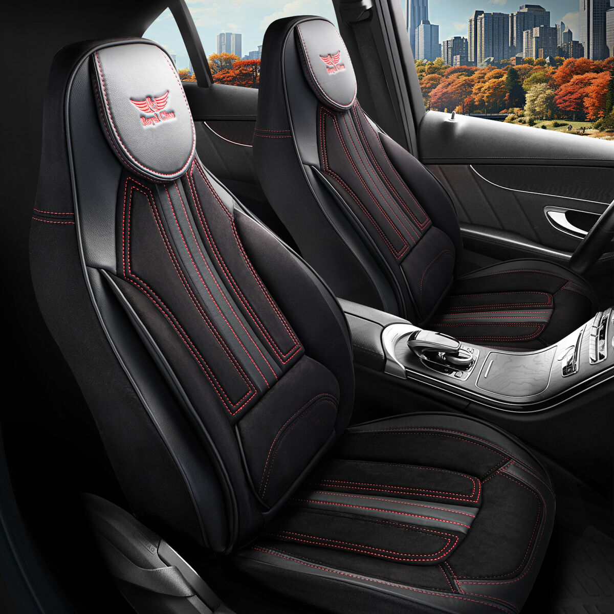Sitzbezüge passend für Audi Q3 in Schwarz Rot Pilot 9.1 Sitzbezüge passend für Audi Q3 in Schwarz Rot Pilot 9.1 von RC Royal Class