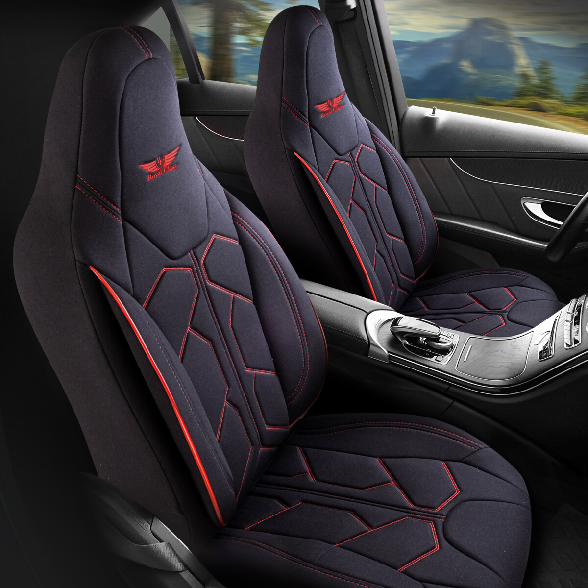 Sitzbezüge passend für Citroen C5 in Schwarz Rot Pilot 1.2 Sitzbezüge passend für Citroen C5 in Schwarz Rot Pilot 1.2 von RC Royal Class
