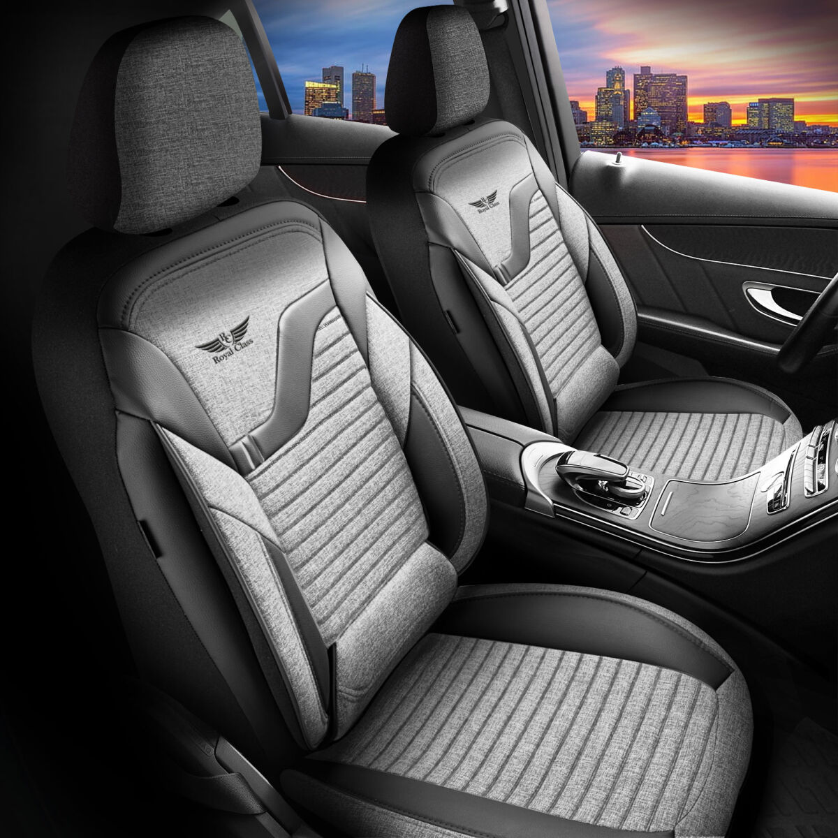 Sitzbezüge passend für Ford Tourneo in Grau-Schwarz Sitzbezüge passend für Ford Tourneo in Grau-Schwarz von RC Royal Class