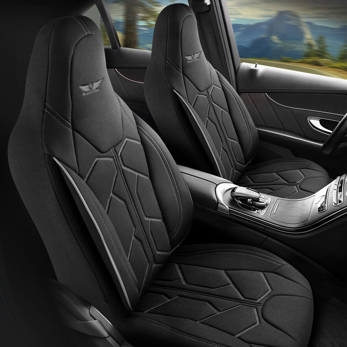 Sitzbezüge passend für Honda CR-V in Schwarz Grau Pilot 1.1 Sitzbezüge passend für Honda CR-V in Schwarz Grau Pilot 1.1 von RC Royal Class
