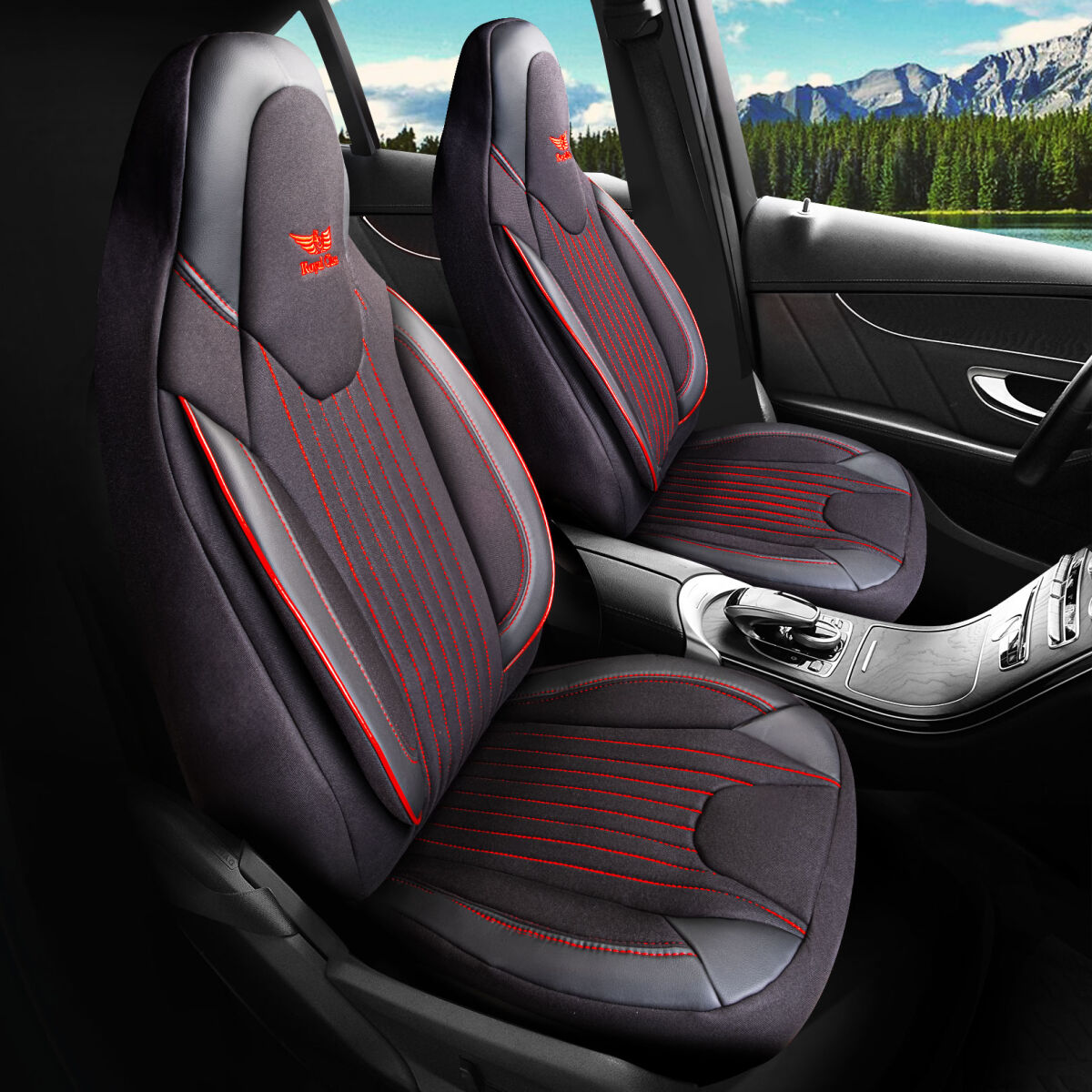 Sitzbezüge passend für Jeep Commander in Schwarz Rot Pilot 6.2 Sitzbezüge passend für Jeep Commander in Schwarz Rot Pilot 6.2 von RC Royal Class