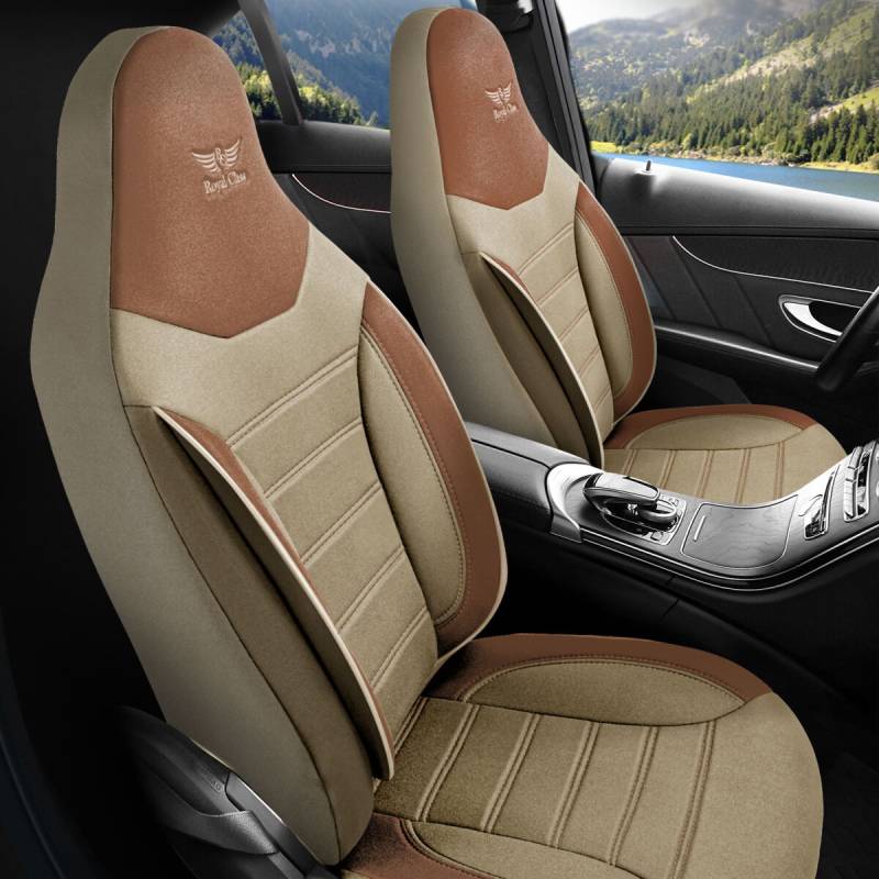 Sitzbezüge passend für Mitsubishi Outlander in Beige Braun Pilot 4.9 von RC Royal Class