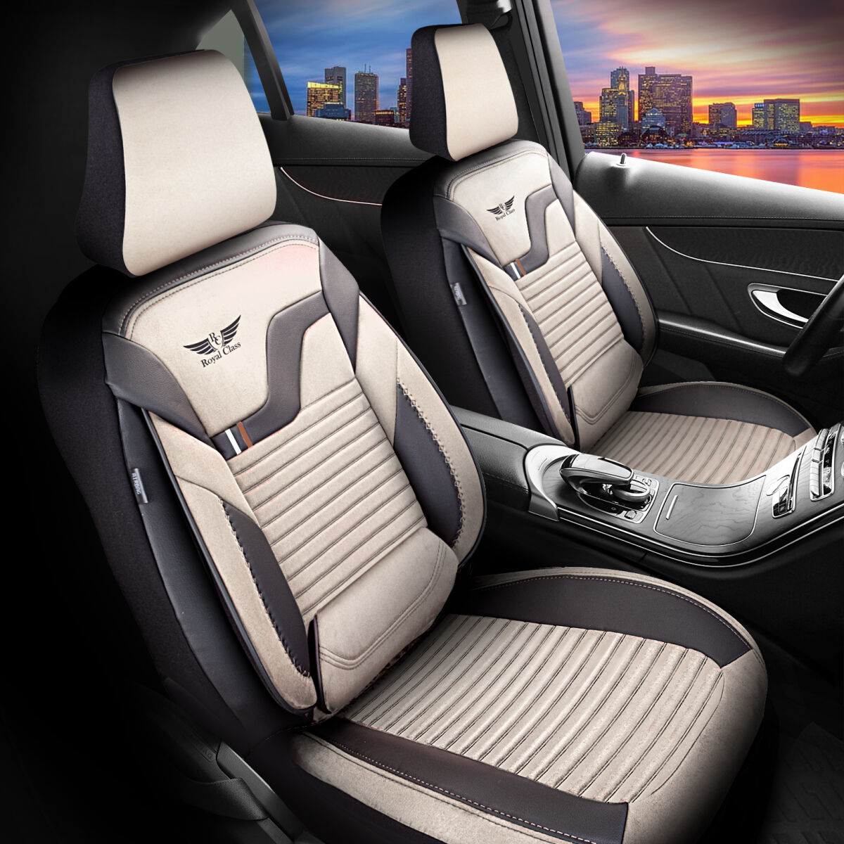 Sitzbezüge passend für Renault Modus in Beige-Schwarz Sitzbezüge passend für Renault Modus in Beige-Schwarz von RC Royal Class