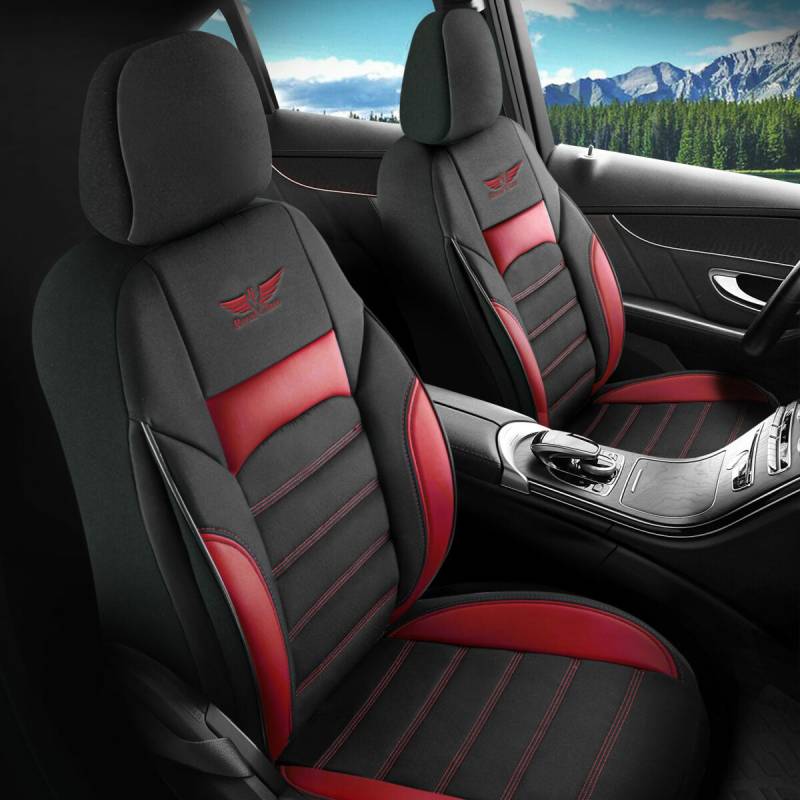 Sitzbezüge passend für Toyota Prius+ in Schwarz Rot von RC Royal Class