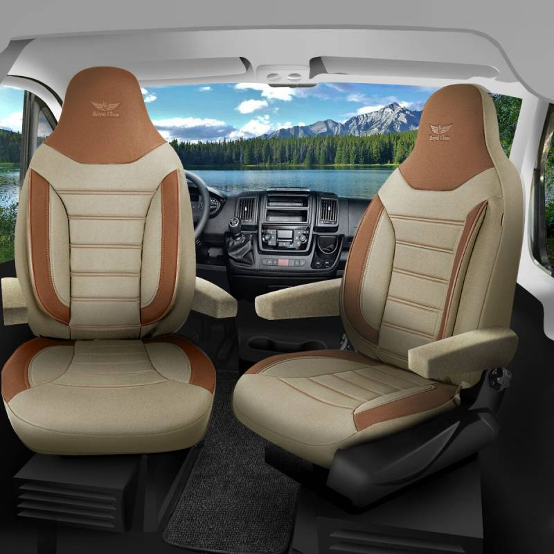 Sitzbezüge passend für WOF Wohnmobil Caravan in Beige Braun Pilot 4.9 von RC Royal Class