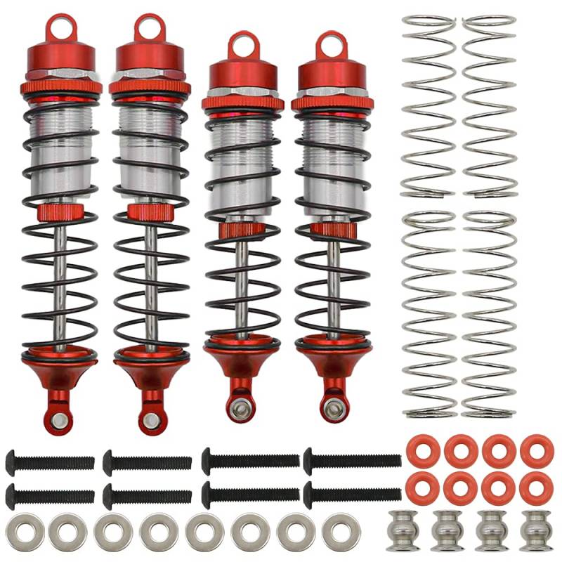 RCAWD RC ARRMA Shock set Auto Stoßdämpfer vorn & hinten montiert Vollmetalldämpfer für Arrma 1/10 Granite Bigrock Senton Typhon Ersatz AR330550 AR330551 Verbessertes Teil 4 Stück (Rot) von RCAWD