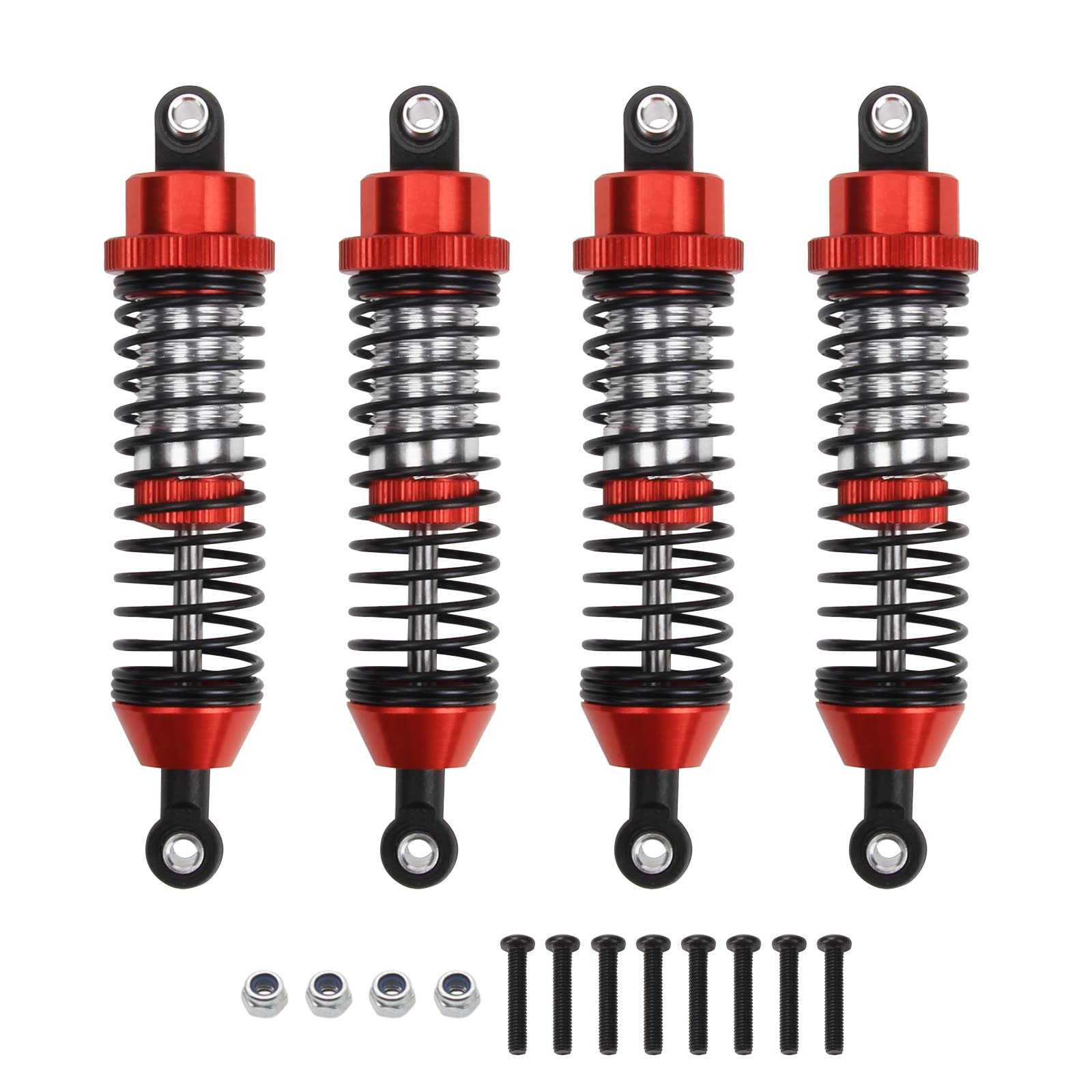 RCAWD RC Auto Stoßdämpfer-Dämpfer, 90 mm, Set für 1/10 Redcat Racing Blackout SC, SC PRO, XTE, XTE PRO, XBE, XBE PRO Upgrade-Teile, vorne und hinten RC Shocks Hopups für # BS214-011 (rot) von RCAWD