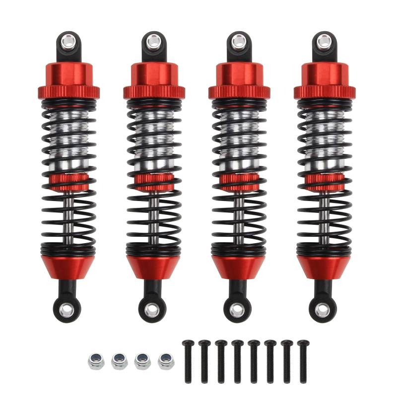 RCAWD RC Auto Stoßdämpfer-Dämpfer, 90 mm, Set für 1/10 Redcat Racing Blackout SC, SC PRO, XTE, XTE PRO, XBE, XBE PRO Upgrade-Teile, vorne und hinten RC Shocks Hopups für # BS214-011 (rot) von RCAWD